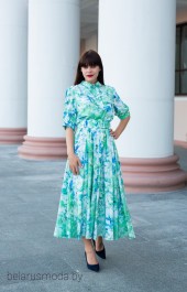 Платье АСВ, модель 1181-1 зеленый + цветочный принт