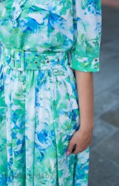 Платье АСВ, модель 1181-1 зеленый + цветочный принт