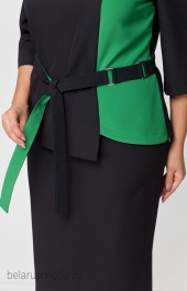 Костюм с юбкой ANASTASIA MAK, модель 1151 черный + зеленый