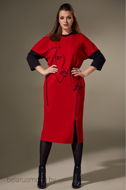Платье Andrea Style, модель 00309 красный+черный
