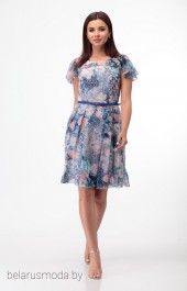 Платье Anelli, модель 145 синий+тюльпаны