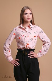 Рубашка AnnLine, модель 120-19 розовый+принт