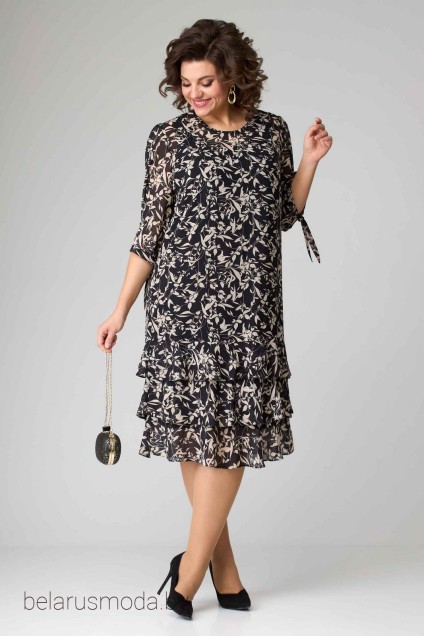 Платье Асолия, модель 2555 молочно-чёрный