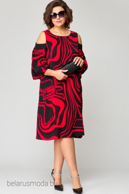 Платье 7145 красный принт EVA GRANT