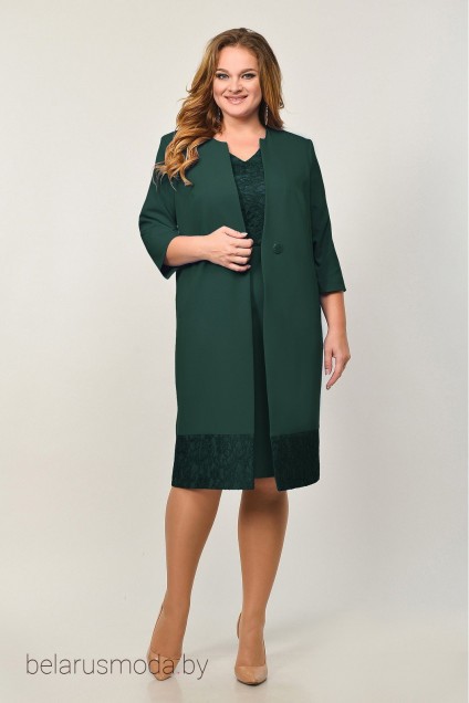 Костюм с платьем Elga, модель 21-675 зеленый 