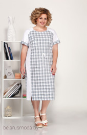 Платье Ивелта Плюс, модель 1703 серый+клетка