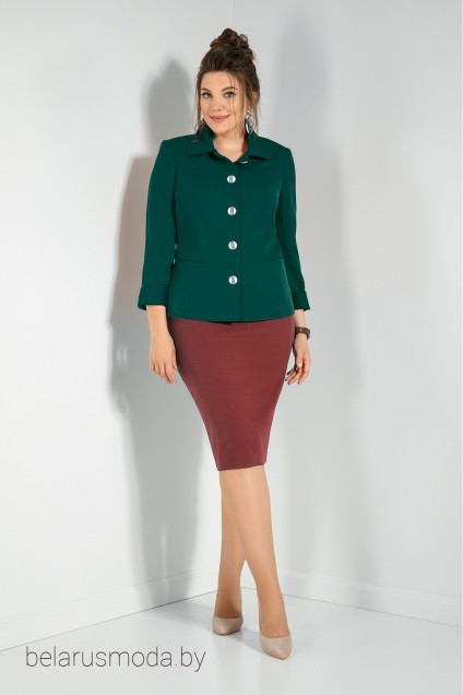 Костюм с юбкой JeRusi, модель 2086 зеленый+бордо
