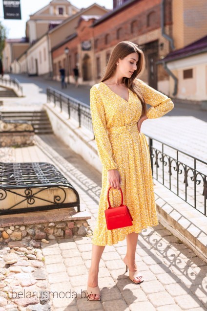 Платье KRASA, модель 186-21 желтый принт