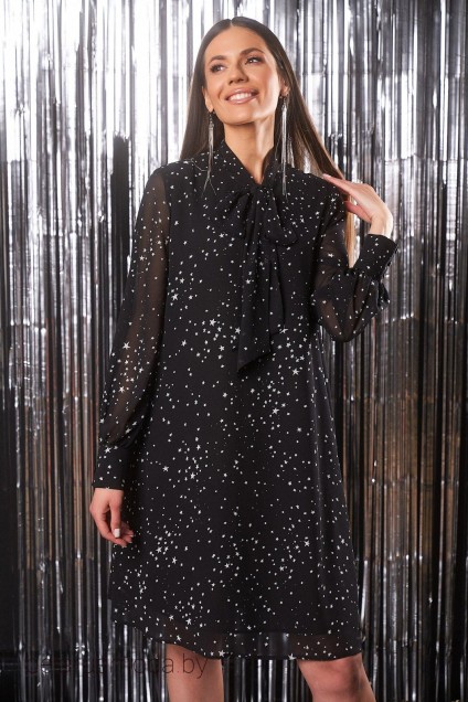 Платье KaVari, модель 1012 черный + звезды