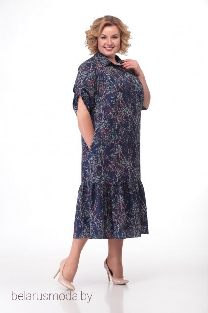 Платье Кэтисбэл, модель 1450 синий+веточка