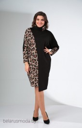 Платье 1422 бежевый + леопард LADIS LINE