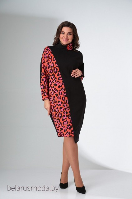 Платье 1422 розовый + леопард LADIS LINE