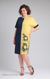 Платье 1495 темно-синий + горчица LADIS LINE