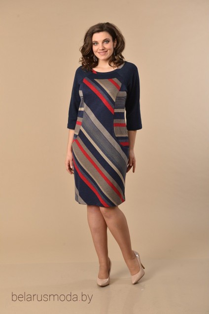 Платье Lady Style Classic, модель 1160 темно-синий+красный