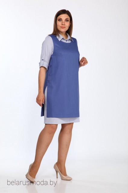 Костюм с платьем Lady Style Classic, модель 1300 синие тона