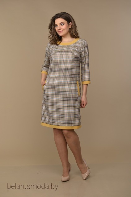 Платье Lady Style Classic, модель 1427-3 бежевый+желтый