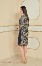 Платье Lady Style Classic, модель 1458 темно-синий+цветы