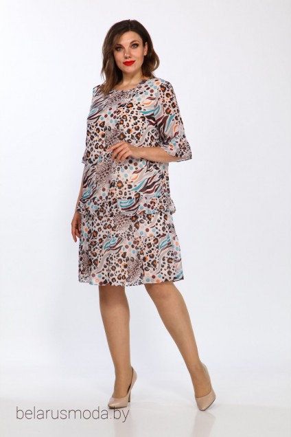 Платье Lady Style Classic, модель 2312 бежевый леопрад
