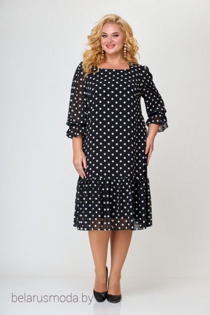 Платье LadyThreeStars, модель 2299 черно-белый горох