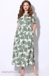 Платье LeNata, модель 12025 бежевый+листья