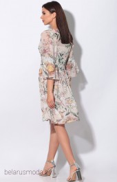 Платье LeNata, модель 12081 бежевый+цветы