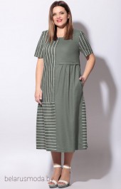 Платье LeNata, модель 11127 зеленый+полоска
