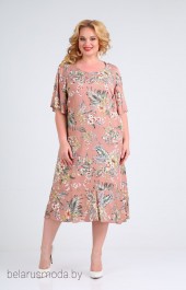 Платье MammaModa, модель 680 розовый+цветы
