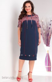 Платье Milana, модель 135 темно-синий+красная полоска