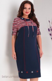 Платье Milana, модель 135 темно-синий+красная полоска