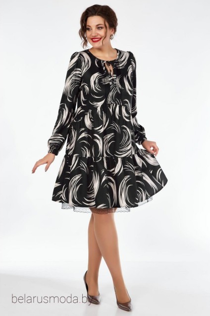 Платье Milora, модель 1035 черный + перья