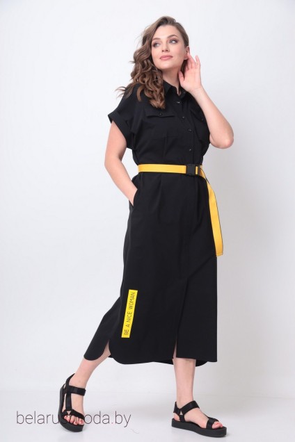 Платье 993-2 черный + желтый Michel Chic
