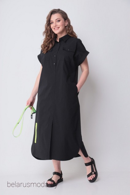 Платье 993-2 черный + салатовый Michel Chic