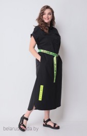 Платье 993-2 черный + салатовый Michel Chic
