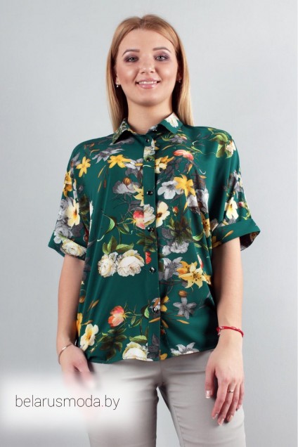 *Блузка Mita Fashion, модель 920 зеленый+цветы