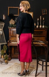 Костюм с юбкой Мода-Юрс, модель 2382 черный + фуксия