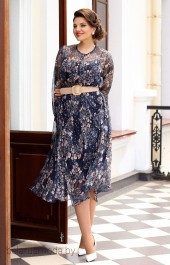 Платье Мода-Юрс, модель 2567 синий+бежевый
