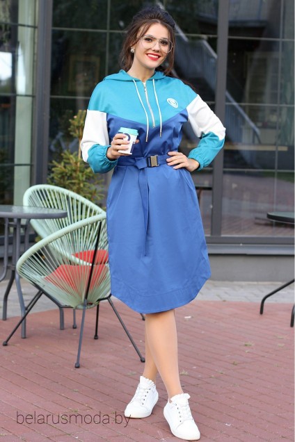 Платье Мода-Юрс, модель 2605 синий+белый