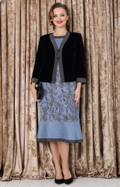 Костюм с платьем Мода-Юрс, модель 2785 черный + голубой