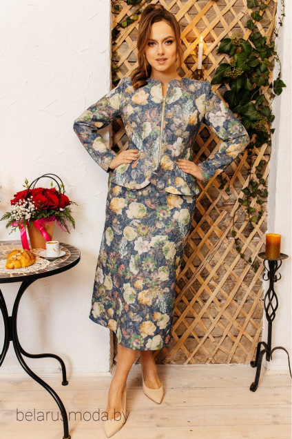 Костюм с юбкой Мода-Юрс, модель 2801 цветы