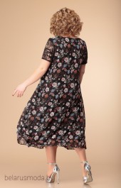 Платье Romanovich style, модель 1-1600 черный+цветы