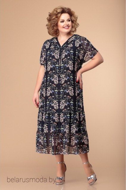 Платье Romanovich style, модель 1-1963 синий+акация