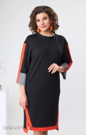 Платье Romanovich style, модель 1-2465 чёрный + оранжевый