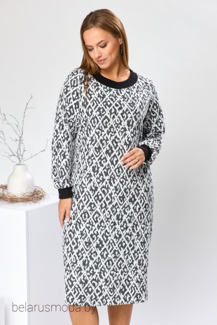 Платье 1-2569 чёрный + белый Romanovich style
