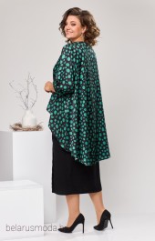 Костюм с платьем 3-2550 чёрный + зелёный Romanovich style
