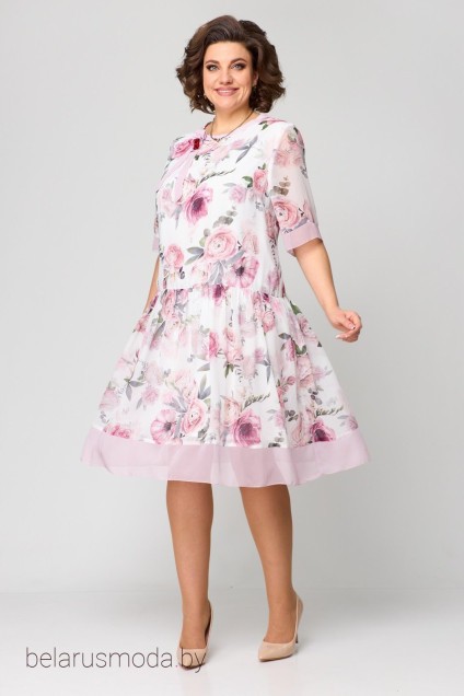Платье 969 бело-розовый SolomeyaLux