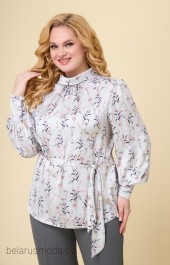 Блузка 1734 серый + молочный Svetlana Style