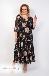 Платье TtricoTex Style, модель 03-19 черный+цветы