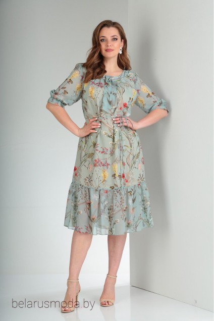 Платье Tvin, модель 9006 мята+цветы