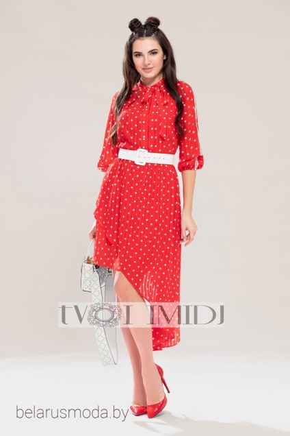 Платье Твой Имидж, модель 1200 красный+горох