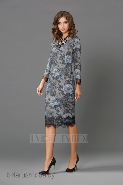 Платье Твой Имидж, модель 9875 бирюза+серый